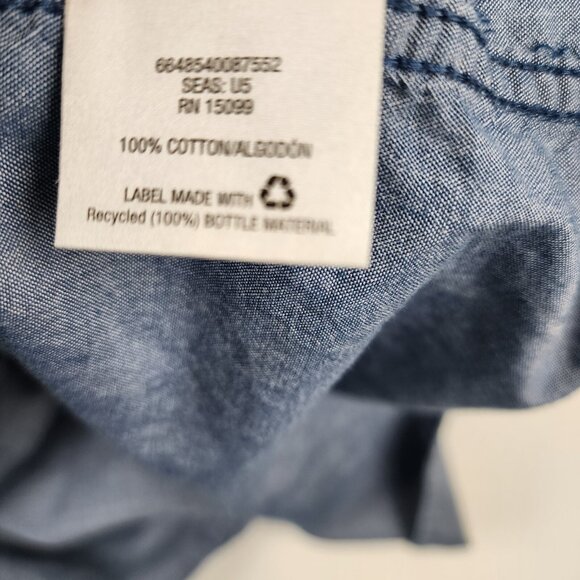 Roebuck + Co Shirt Mens XXL Blue Chambray Pearl Snap Western Button Up - Picture 6 of 6